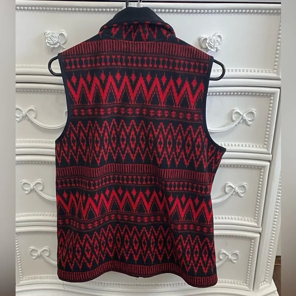 Chaps Eed/Blk Zip Front Fleece Vest
